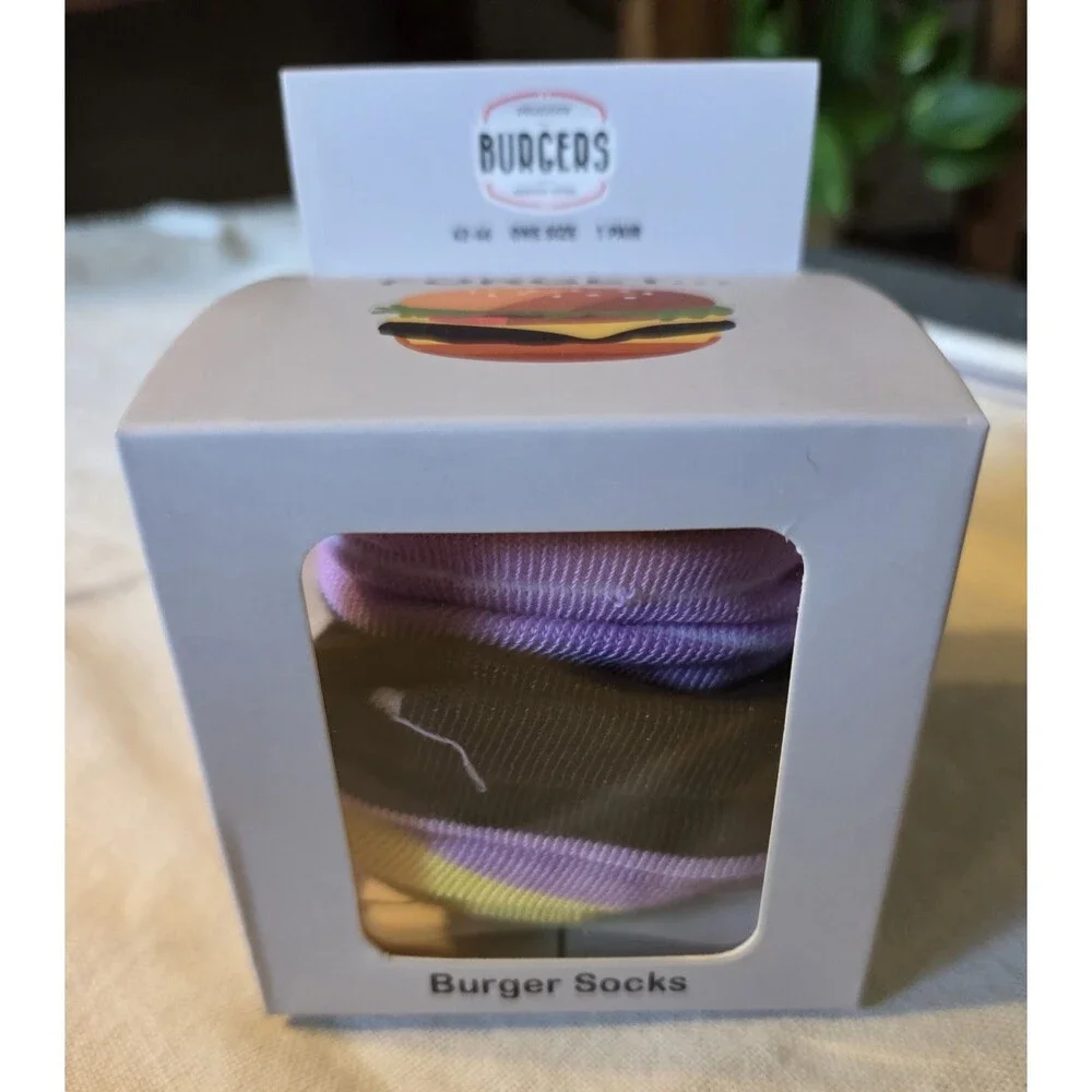 New Hamburger Box Novelty Womens Socks Burger In A Box